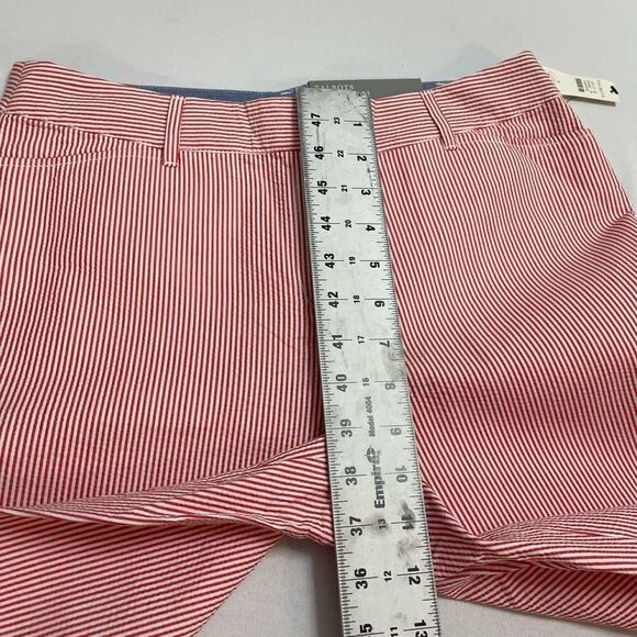 NWT Talbots Perfect Crop Slim Fit Crop Length Red White Seersucker Pants Size 4 - Picture 3 of 8